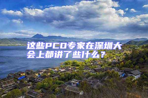 這些PCO專家在深圳大會上都講了些什么?