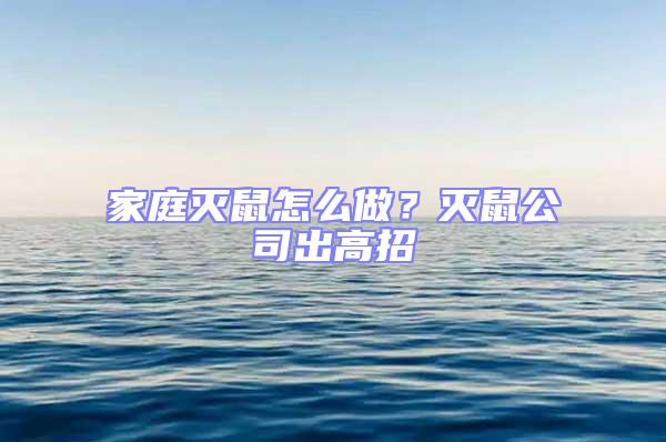 家庭滅鼠怎么做?滅鼠公司出高招