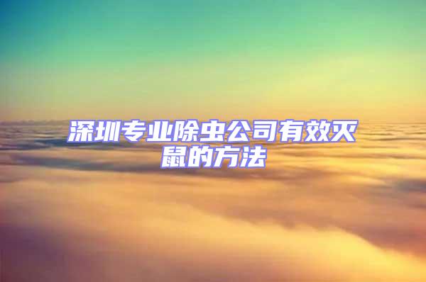 深圳專業(yè)除蟲(chóng)公司有效滅鼠的方法