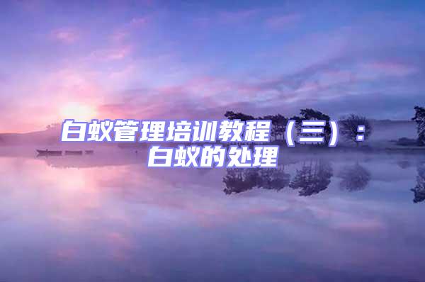 白蟻管理培訓(xùn)教程(三):白蟻的處理