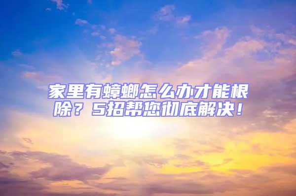 家里有蟑螂怎么辦才能根除?5招幫您徹底解決!