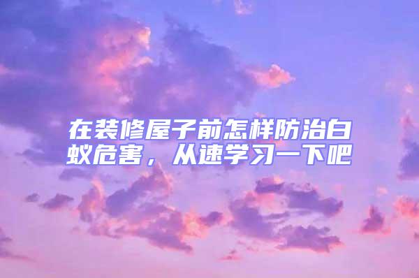 在裝修屋子前怎樣防治白蟻危害,從速學習一下吧