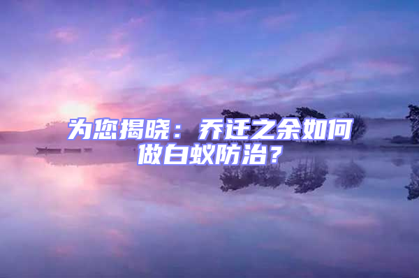 為您揭曉:喬遷之余如何做白蟻防治?
