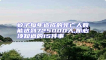 蚊子每年造成的死亡人數(shù)能達(dá)到725000人,你必須知道的15件事