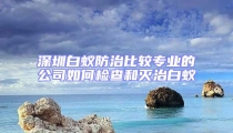 深圳白蟻防治比較專業的公司如何檢查和滅治白蟻