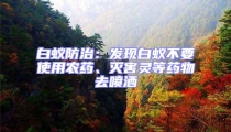 白蟻防治:發現白蟻不要使用農藥、滅害靈等藥物去噴灑