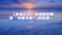 【殺蟲公司】臭蟲能耐得住“饑寒交迫”,原因是……