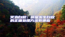 滅治白蟻:房屋發生白蟻的正確處理方法有哪些