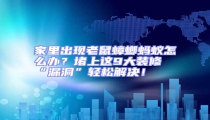 家里出現老鼠蟑螂螞蟻怎么辦?堵上這9大裝修“漏洞”輕松解決!