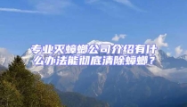 專業滅蟑螂公司介紹有什么辦法能徹底清除蟑螂？