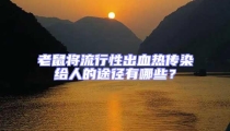老鼠將流行性出血熱傳染給人的途徑有哪些?