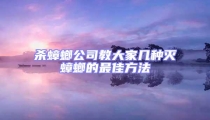 殺蟑螂公司教大家幾種滅蟑螂的最佳方法